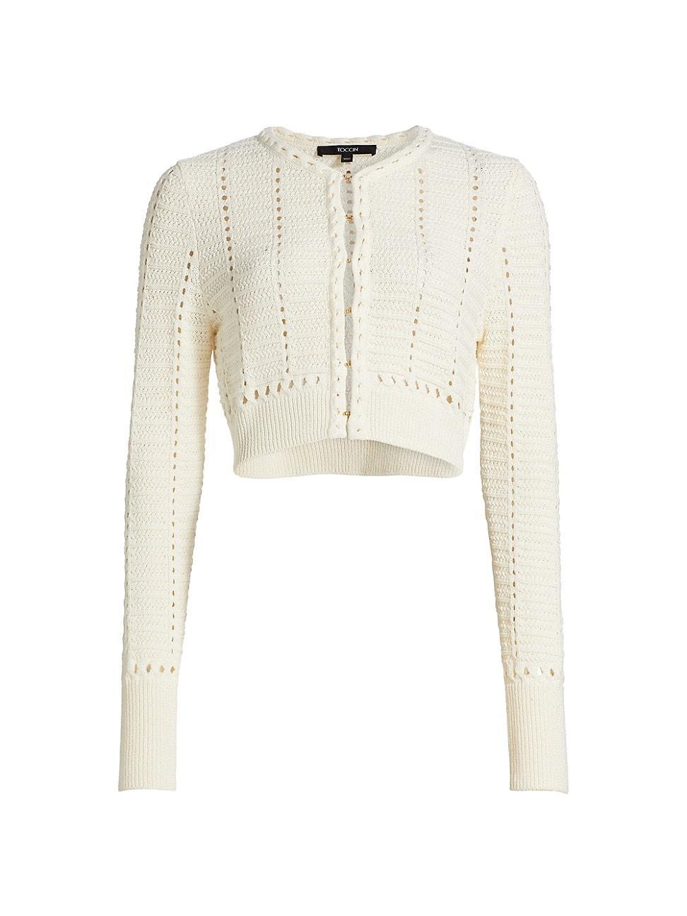 Womens Colette Pointelle-Knit Cotton Cardigan Product Image