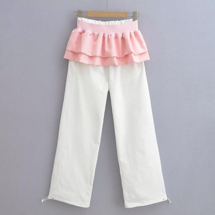 High Waist Two Tone Detachable Straight Leg Sweatpants Product Image