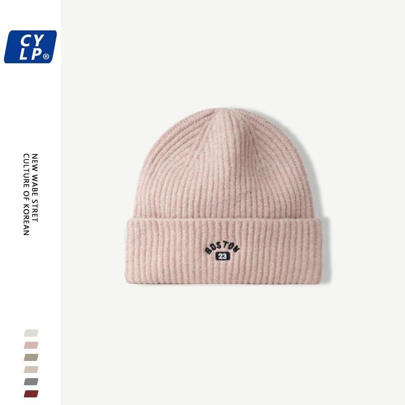 Numbering Lettering Embroidered Beanie Product Image