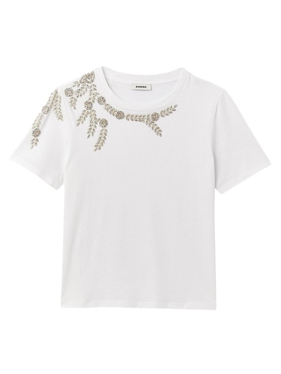 Womens Rhinestone Embellished T-Shirt Product Image