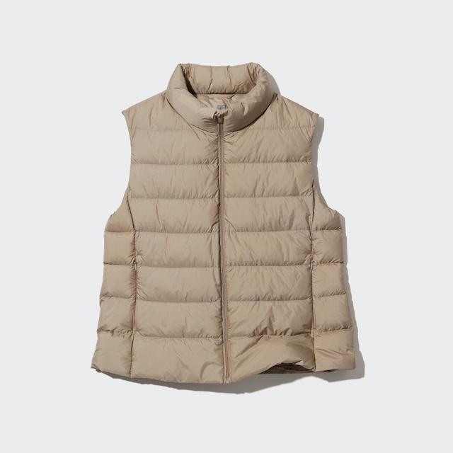 Womens Ultra Light Down Vest with Anti-Static Beige Medium UNIQLO US Product Image