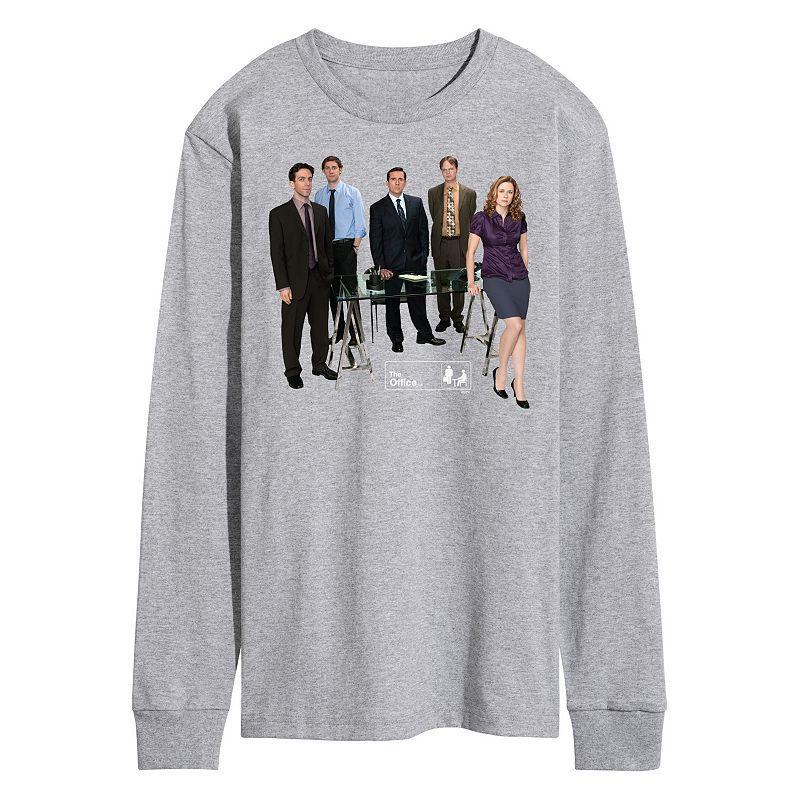 Mens The Office Cast Photo Long Sleeve Tee Med Grey Product Image