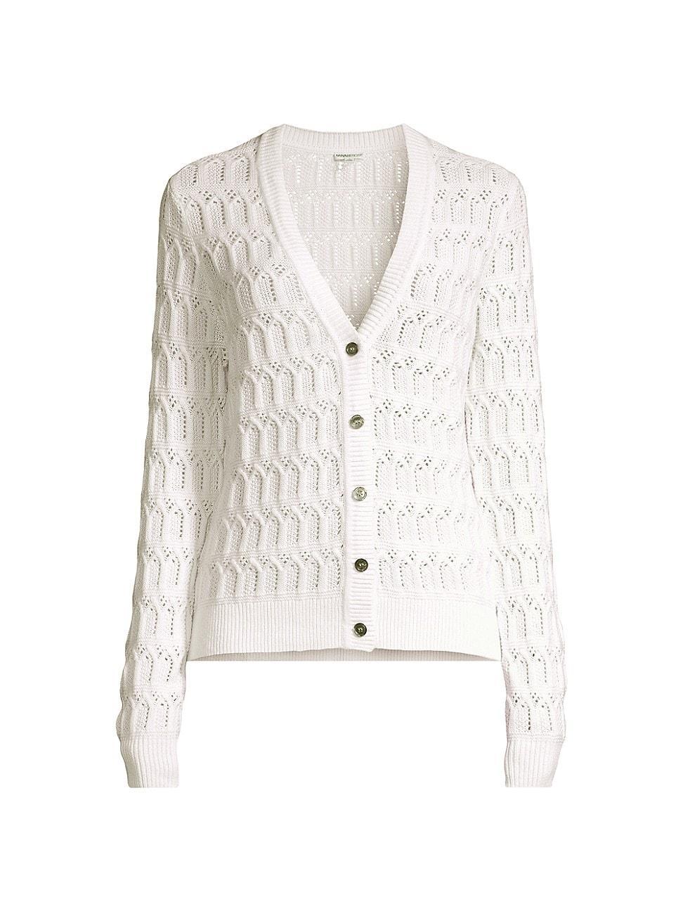 Womens Cotton-Cashmere Pointelle Cardigan Product Image