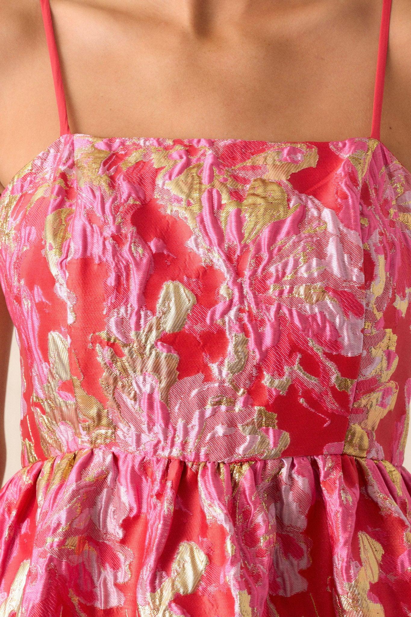 Fluorescent Dreams Pink Jacquard Mini Dress Product Image