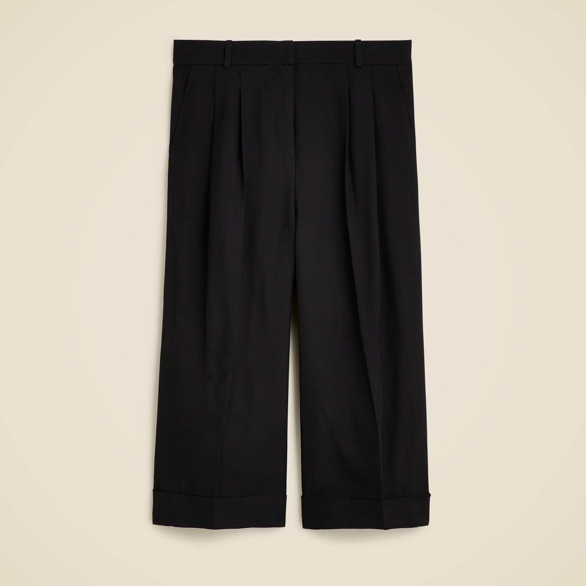 Long pleated trouser short in drapey viscose Product Image