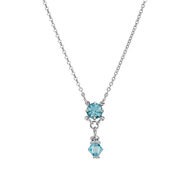 1928 Silver Tone Crystal Bead Y-Necklace, Womens, Blue Product Image