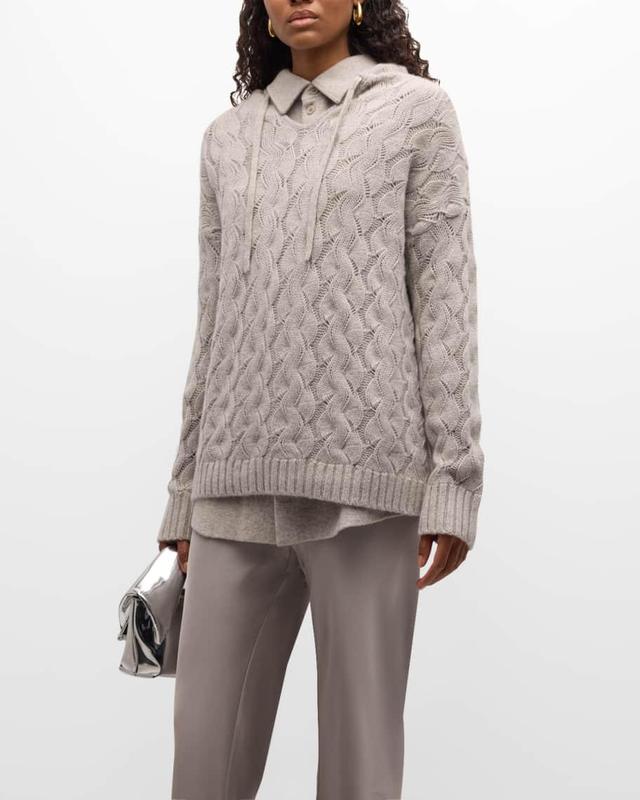 Cashmere Cable-Knit Hoodie Product Image