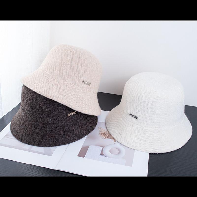 Metal Plate Knit Bucket Hat Product Image