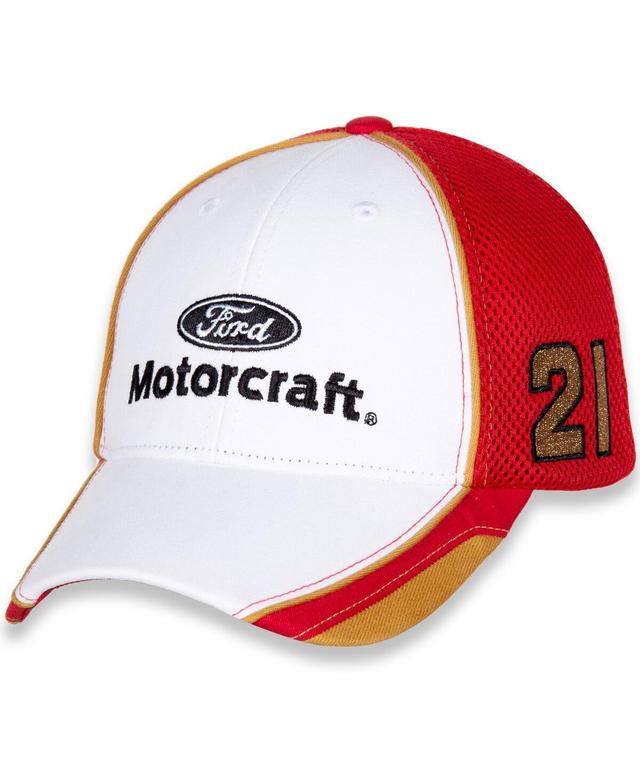 Mens Checkered Flag White and Red Harrison Burton Motorcraft Element Mesh Adjustable Hat - White Product Image