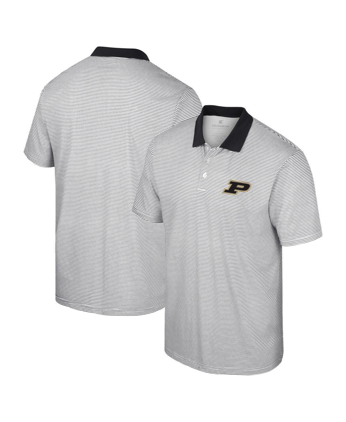 Mens Colosseum White/Black Purdue Boilermakers Print Stripe Polo Product Image