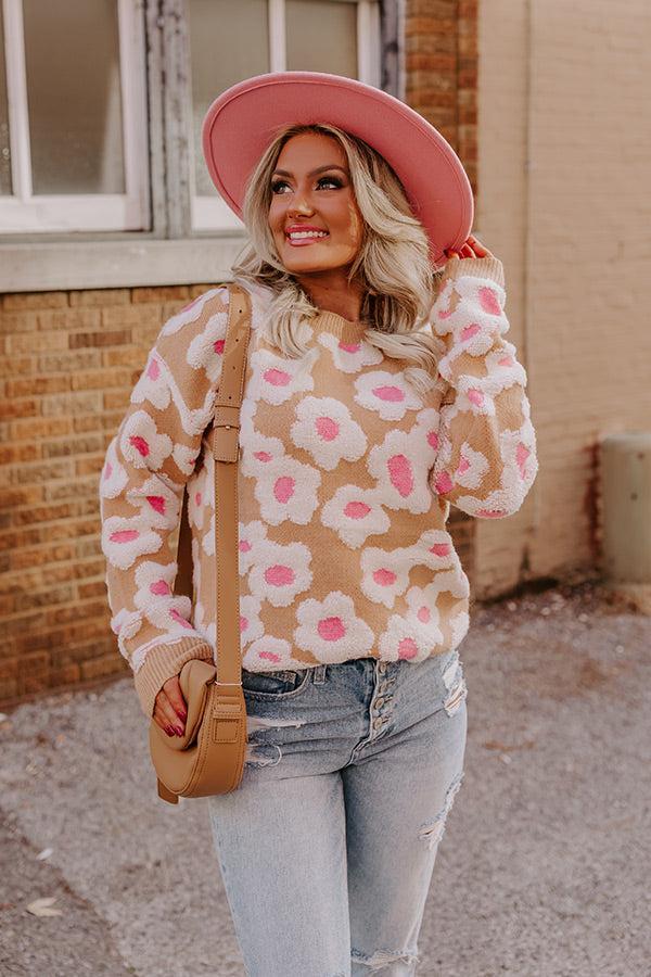 Living Floral Sweater in Iced Latte Product Image