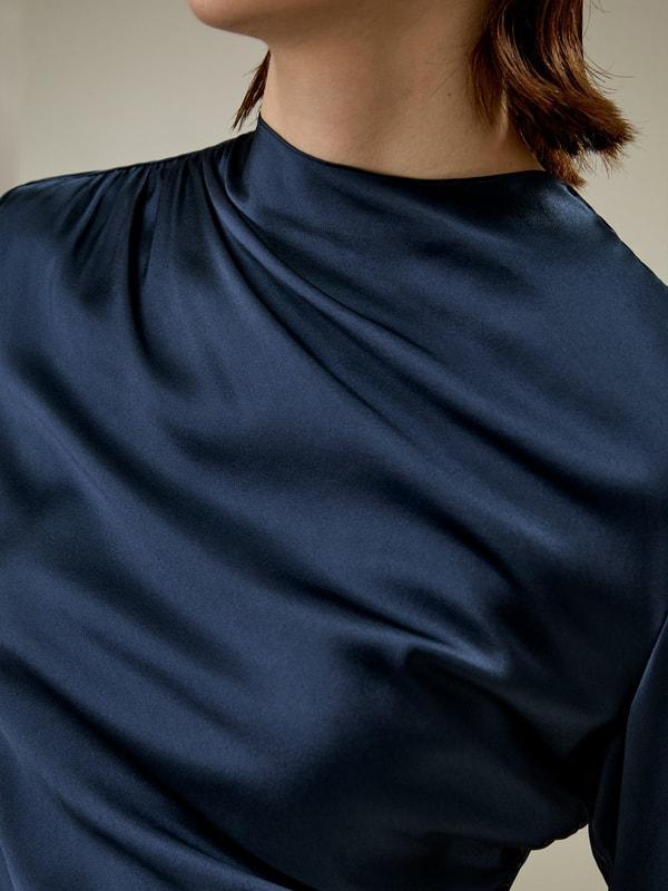 Oblique Wave Silk Blouse Product Image