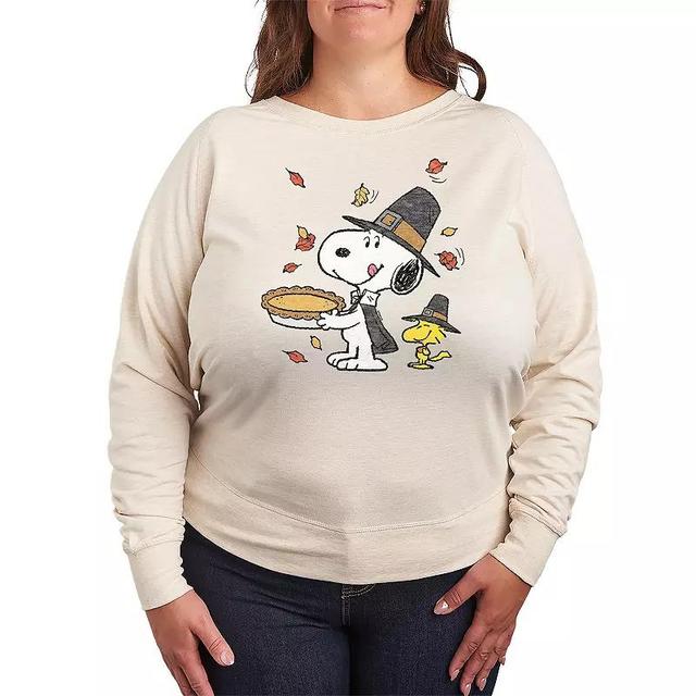 Plus Size Peanuts Snoopy & Woodstock Thanksgiving Lightweight French Terry Sweatshirt, Womens Product Image