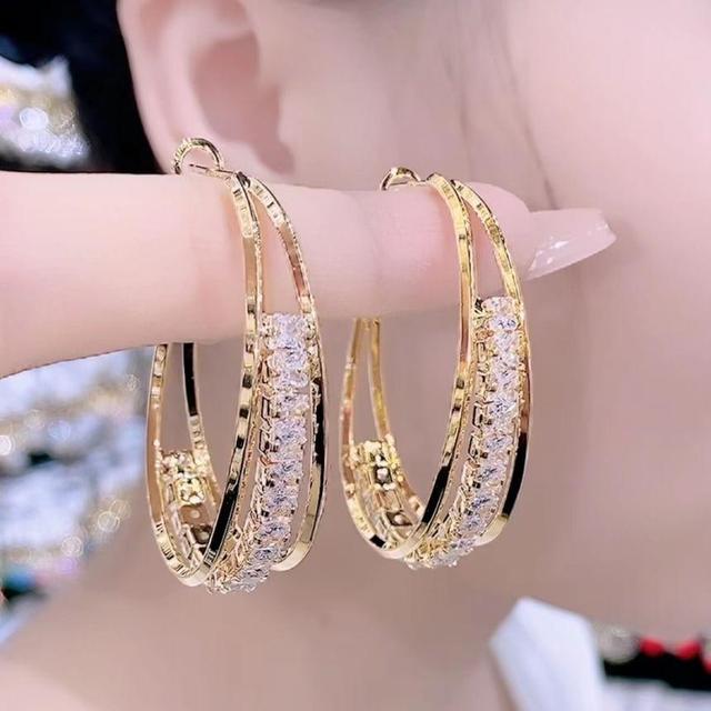 Rhinestone Alloy Hoop Earring Product Image