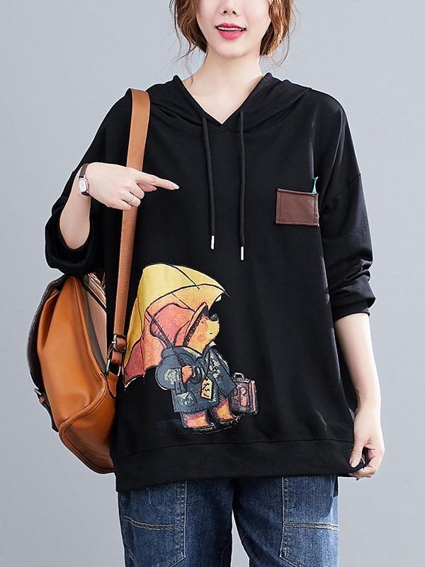 Original Cartoon Printed Drawstring Hoodies Product Image