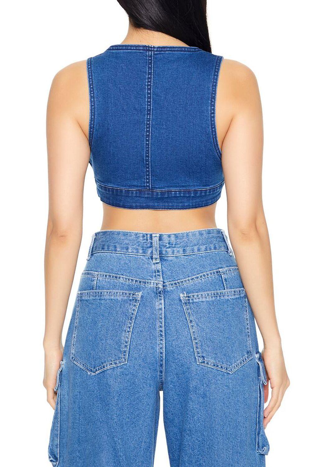 Plunging Denim Crop Top | Forever 21 Product Image