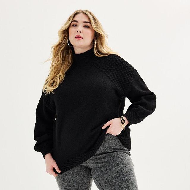 Plus Size Nine West Mock Neck Cozy Pullover Sweater, Womens Product Image