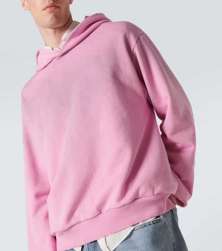 ACNE STUDIOS Logo Distressed Jersey Hoodie In Cotton Candy Pink Product Image