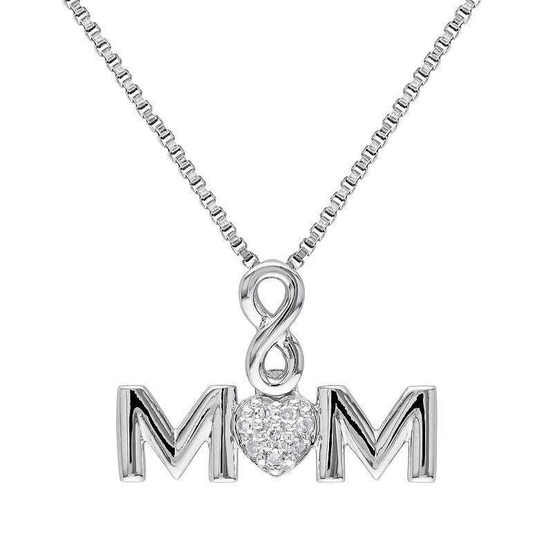 Stella Grace Diamond Accent Sterling Silver Mom Infinity Pendant Necklace, Womens White Product Image