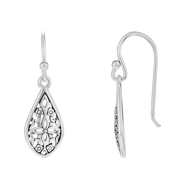 PRIMROSE Sterling Silver Filigree Teardrop Earrings, Womens Product Image