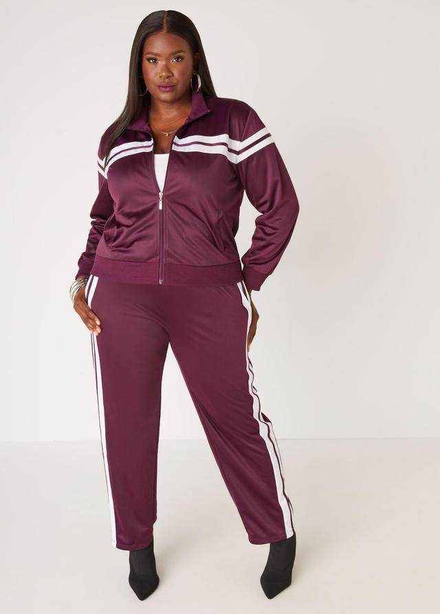 Plus Size Pull On Striped Track Pants, - Ashley Stewart Product Image