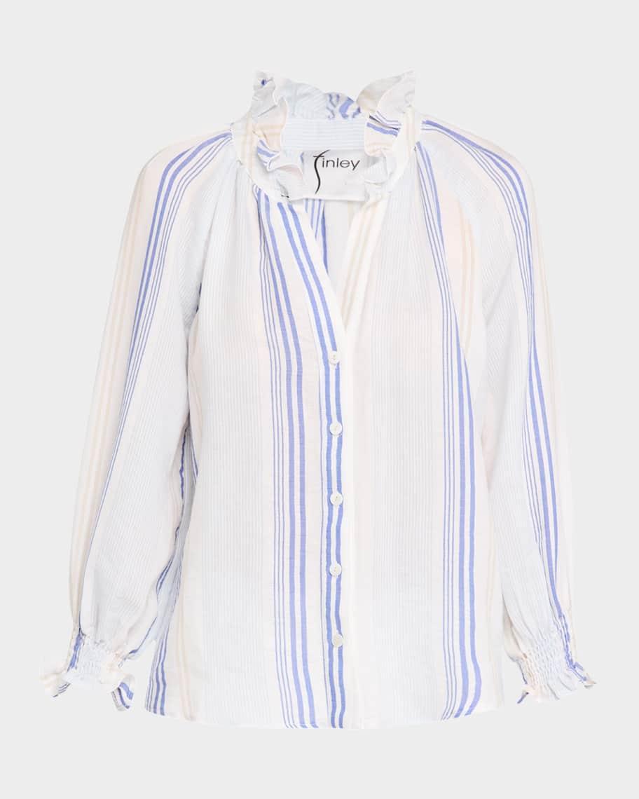 Fiona Striped Raglan-Sleeve Voile Shirt product image