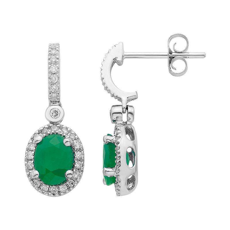 14k Rose Gold Emerald & 1/4 Carat T.W. IGL Certified Diamond Oval Earrings, Womens, Green Product Image