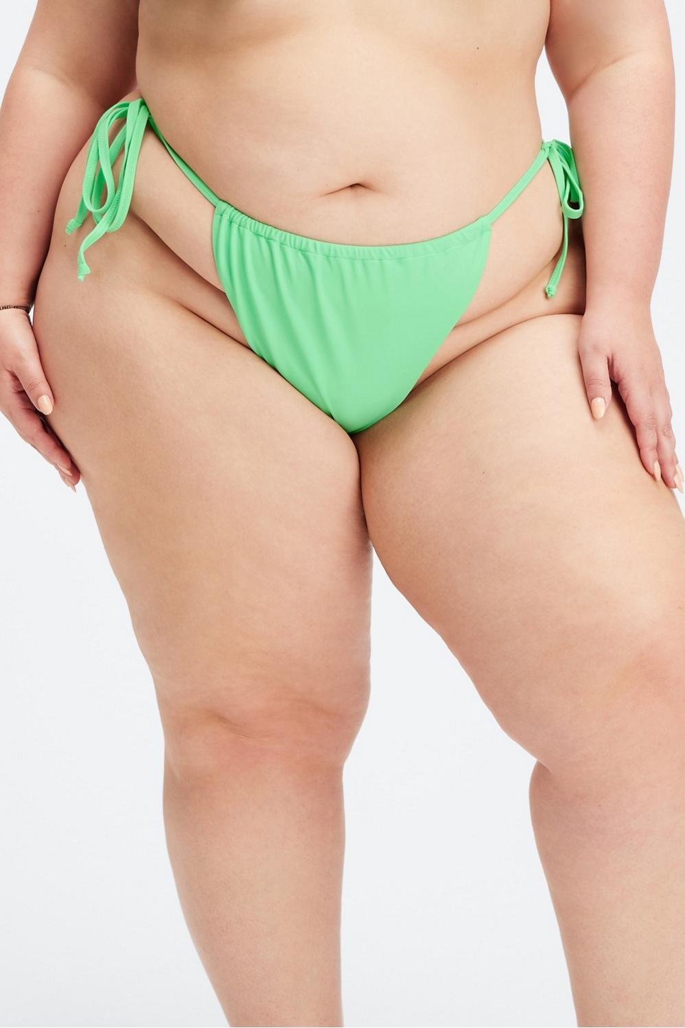 Fabletics High-Cut String Bikini Bottom Womens green plus Size 4X Product Image