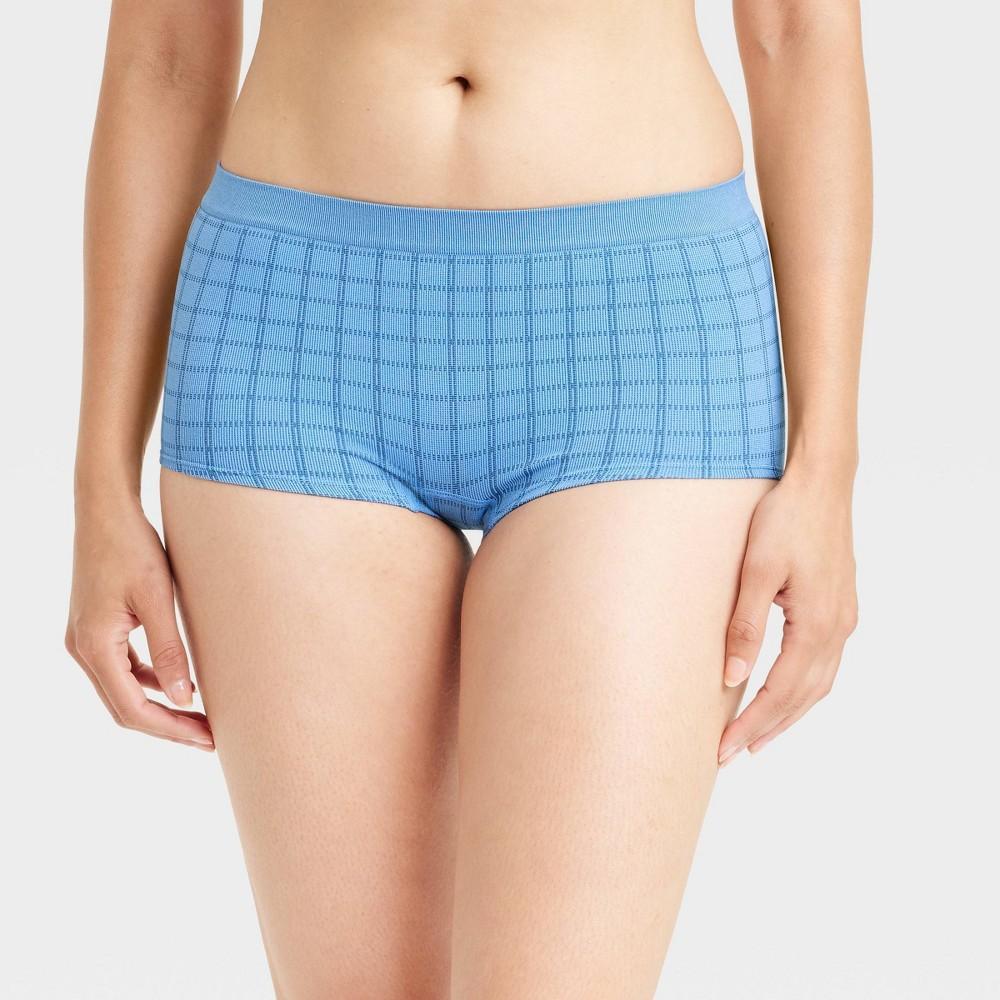 Womens Seamless Boy Shorts - Auden Blue Twilight Plaid L Product Image