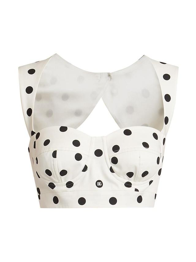 Womens Polka Dot Bustier Crop Top Product Image