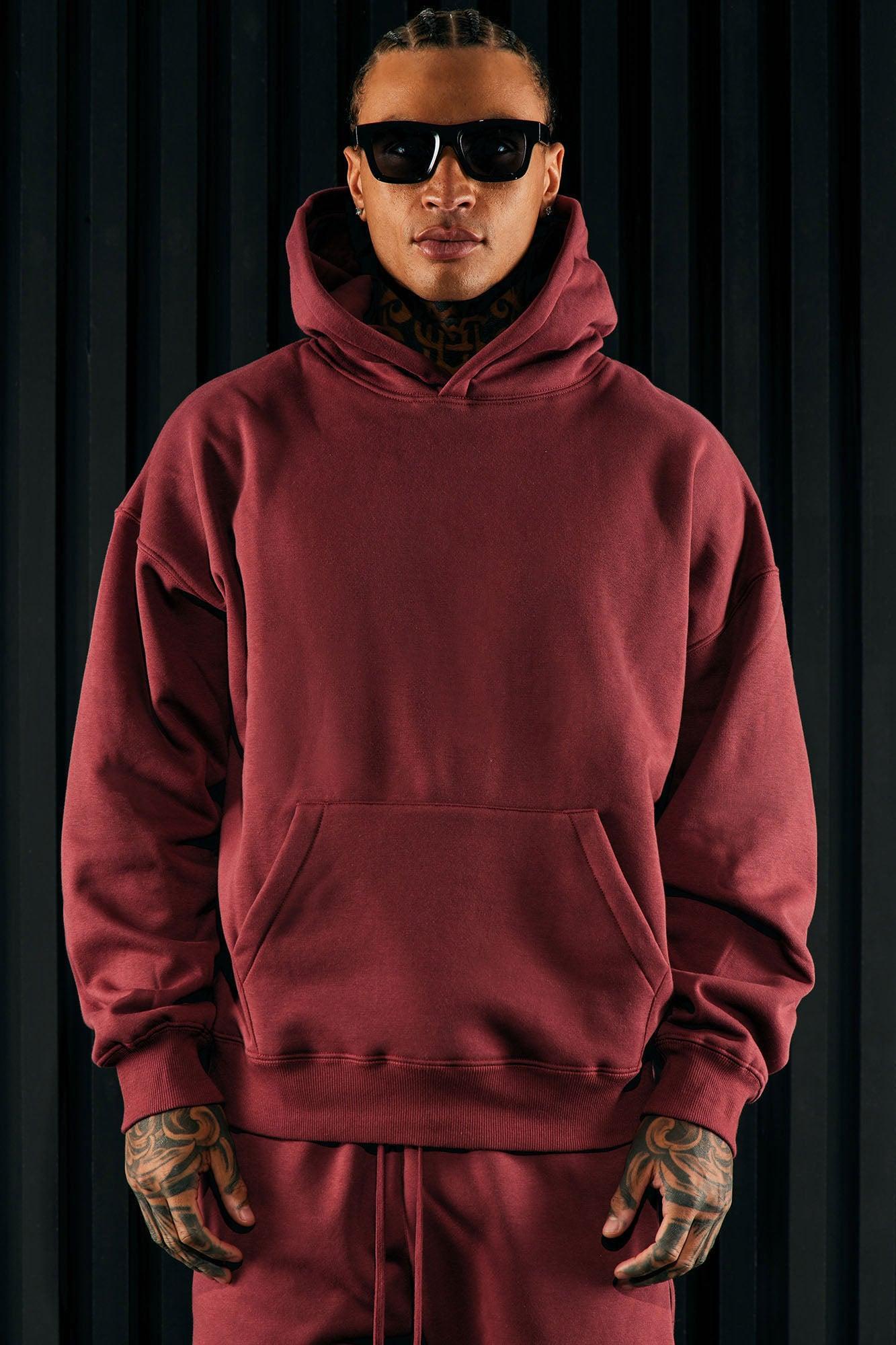 Tyson Oversized Heavyweight Hoodie - Burgundy Product Image