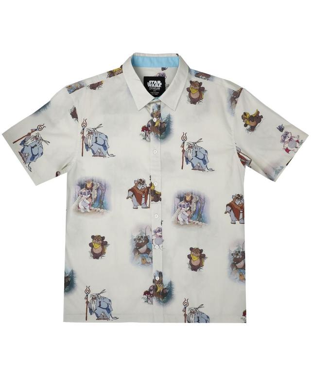 Heroes & Villains Mens White Star Wars Ewoks Button-Up Shirt Product Image