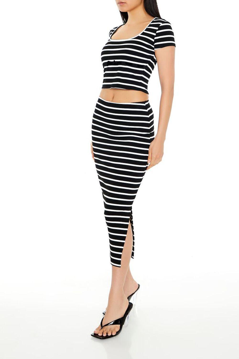 Striped Cropped Tee & Midi Skirt Set | Forever 21 Product Image