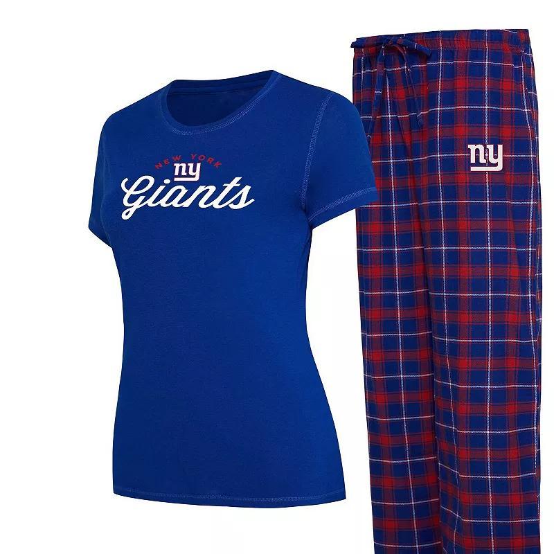 Womens Concepts Sport Royal New York Giants Plus Size Badge T-Shirt & Flannel Pants Sleep Set Product Image