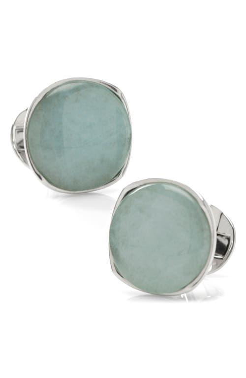 Mens Sterling Silver Aventurine Cufflinks Product Image