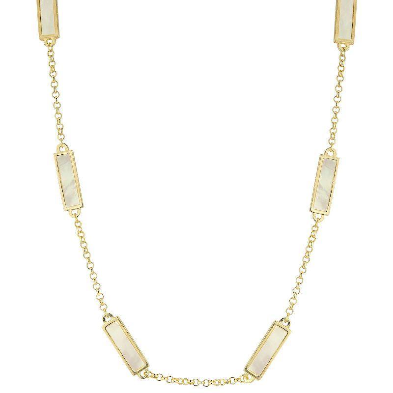 Sunkissed Sterling Mother-of-Pearl Bar Necklace, Womens, Gold Tone Product Image