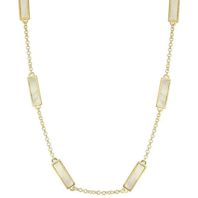 Sunkissed Sterling Mother-of-Pearl Bar Necklace, Womens, Gold Tone Product Image