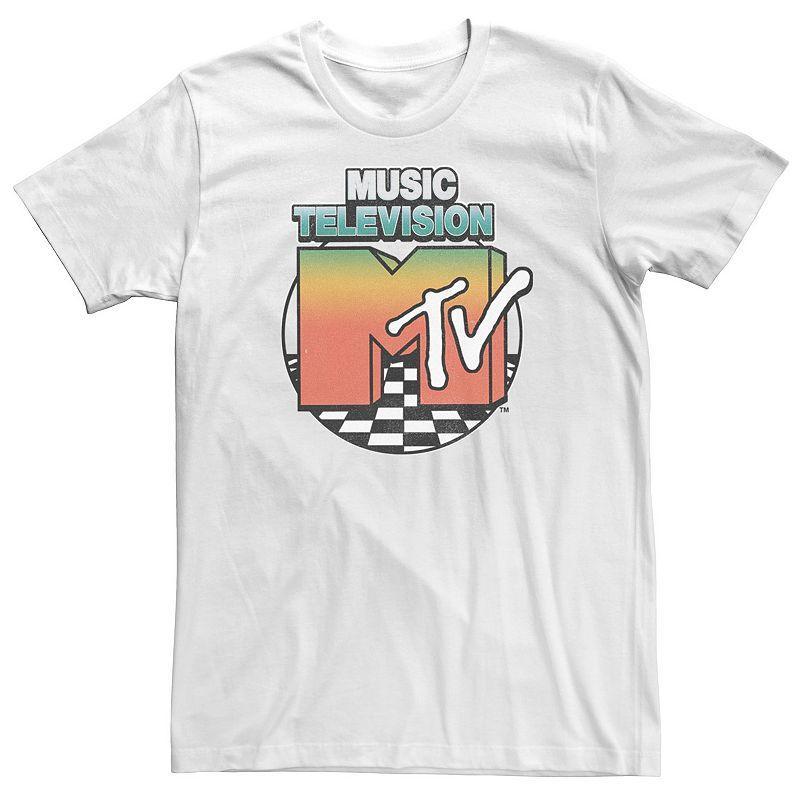 Mens MTV Vintage Rainbow Gradient Logo Short Sleeve Tee White Product Image