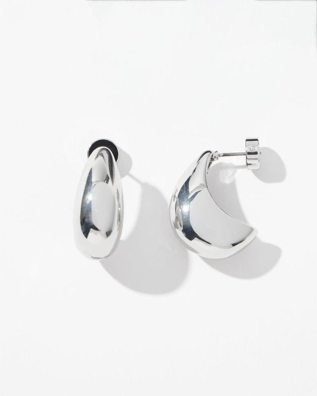 Silver Tone Huggie Hoop Earring   Chico's - Silver - Women Product Image