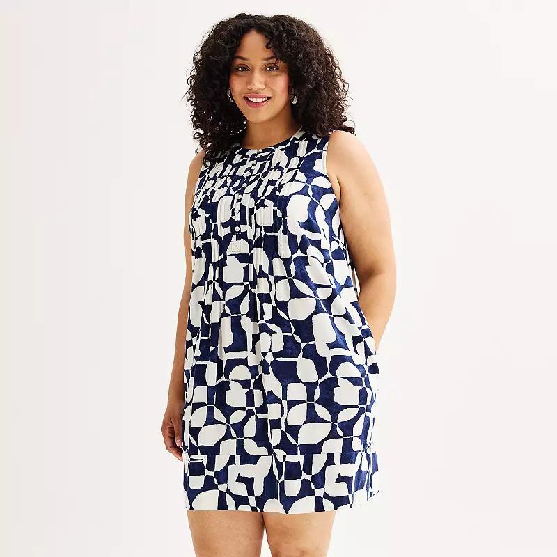 Plus Size Sonoma Goods For Life Sleeveless Pintuck Dress, Womens Product Image