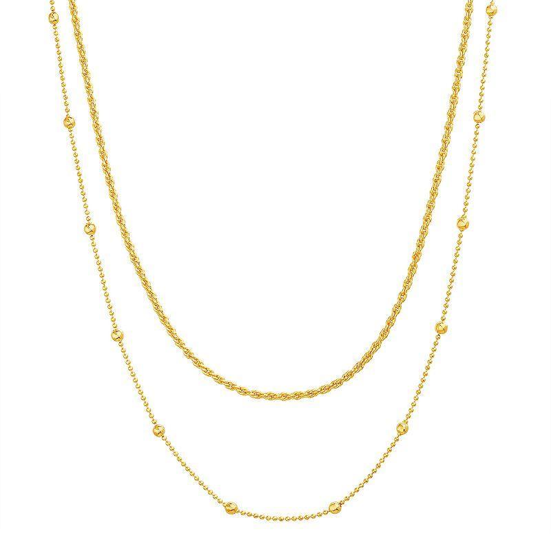 Paige Harper 14k Gold Over Recycled Brass Rope & Beaded Chain Layered Necklace, Womens Gold Tone Product Image