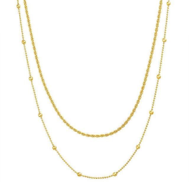 Paige Harper 14k Gold Over Recycled Brass Rope & Beaded Chain Layered Necklace, Womens Gold Tone Product Image