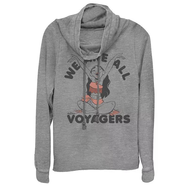 Disneys Moana All Voyagers Juniors Cowlneck Graphic Lightweight Long Sleeve, Girls Gray Grey Product Image