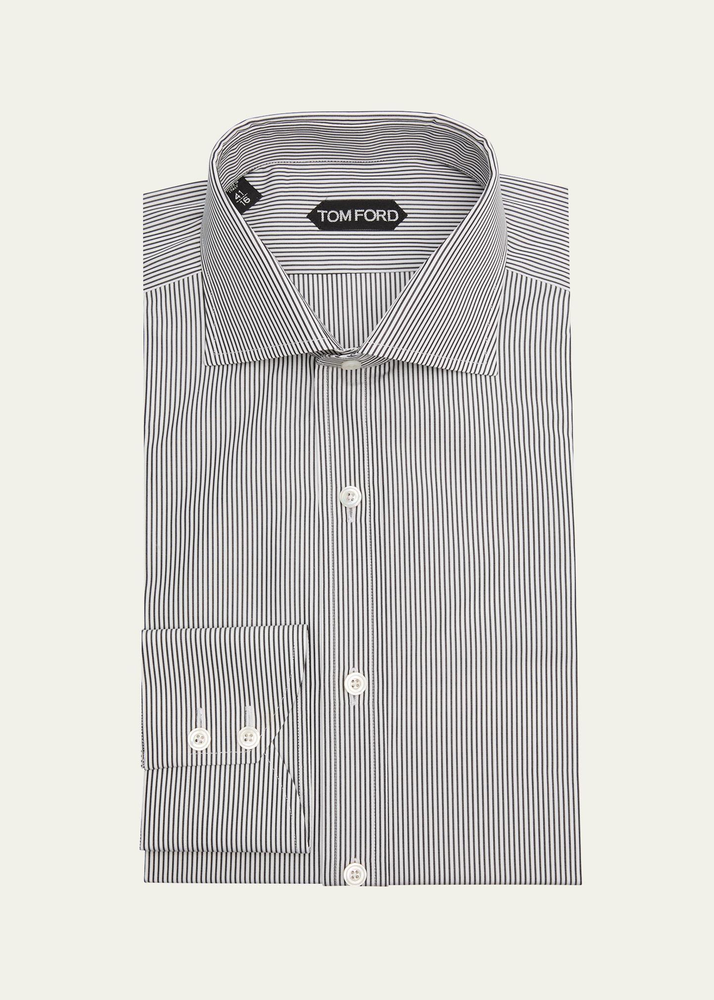 Mens Cotton Pinstripe Dress Shirt Product Image