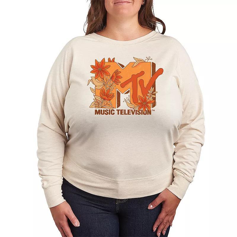 Plus Size MTV Fall Florals Lightweight French Terry Sweatshirt, Womens Product Image