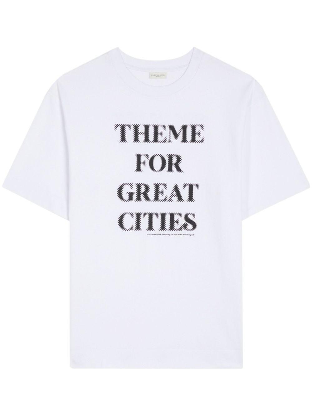 DRIES VAN NOTEN Printed Cotton T-shirt In White Product Image