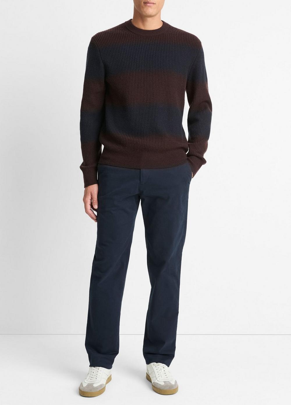 Striped Shaker-Stitch Wool-Cashmere Sweater Product Image