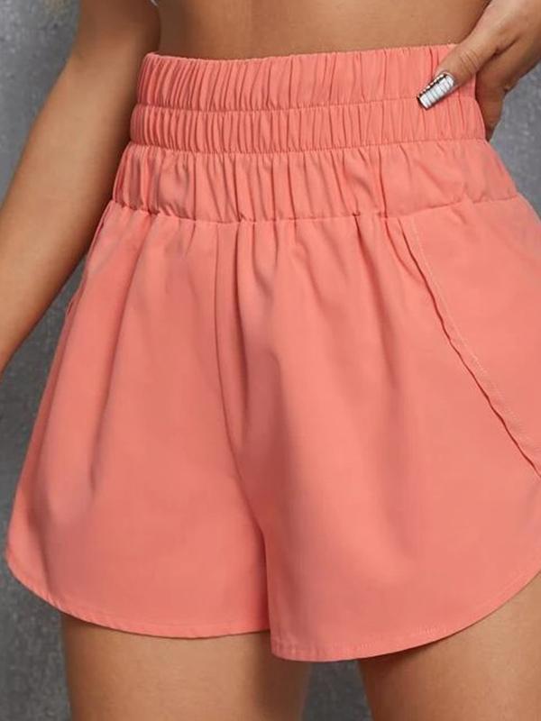 High Waisted Loose Elasticity Solid Color Split-Joint Shorts Bottoms Product Image