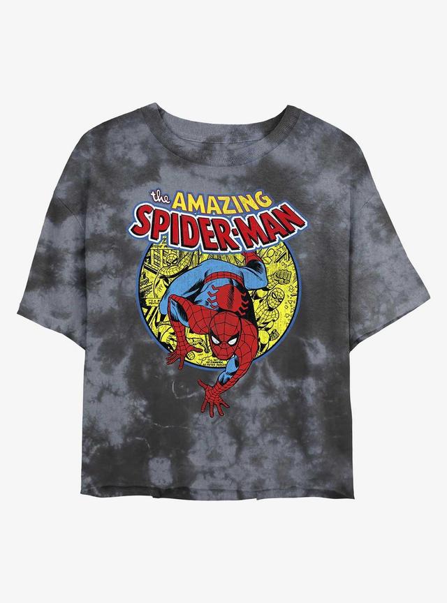 Marvel Spider-Man Urban Hero Tie-Dye Girls Crop T-Shirt Product Image