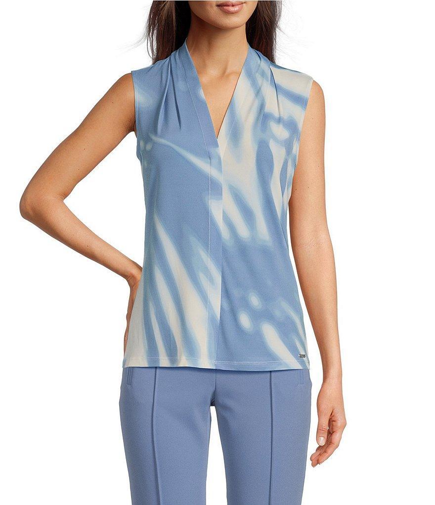 Calvin Klein Printed V-Neck Sleeveless Top Product Image